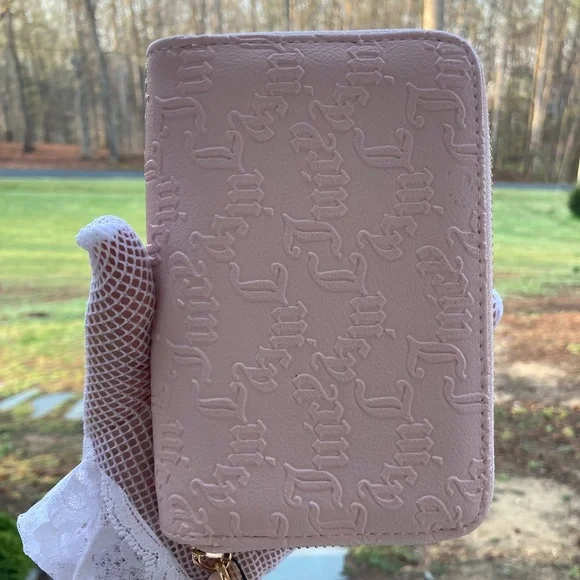 Juicy Couture Double Zip Around Wallet - Powder Blush with Bling - Picture 2 of 13